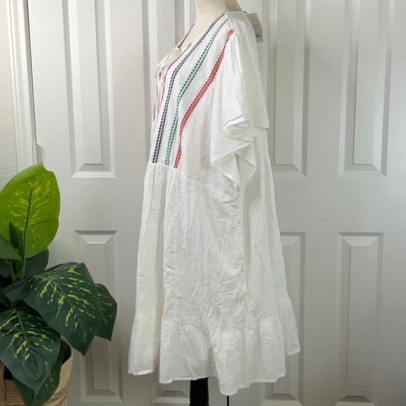 Women's Kimono Short Sleeve Embroidered A-Line Dress Knox Rose White Size 3X - Picture 5 of 15